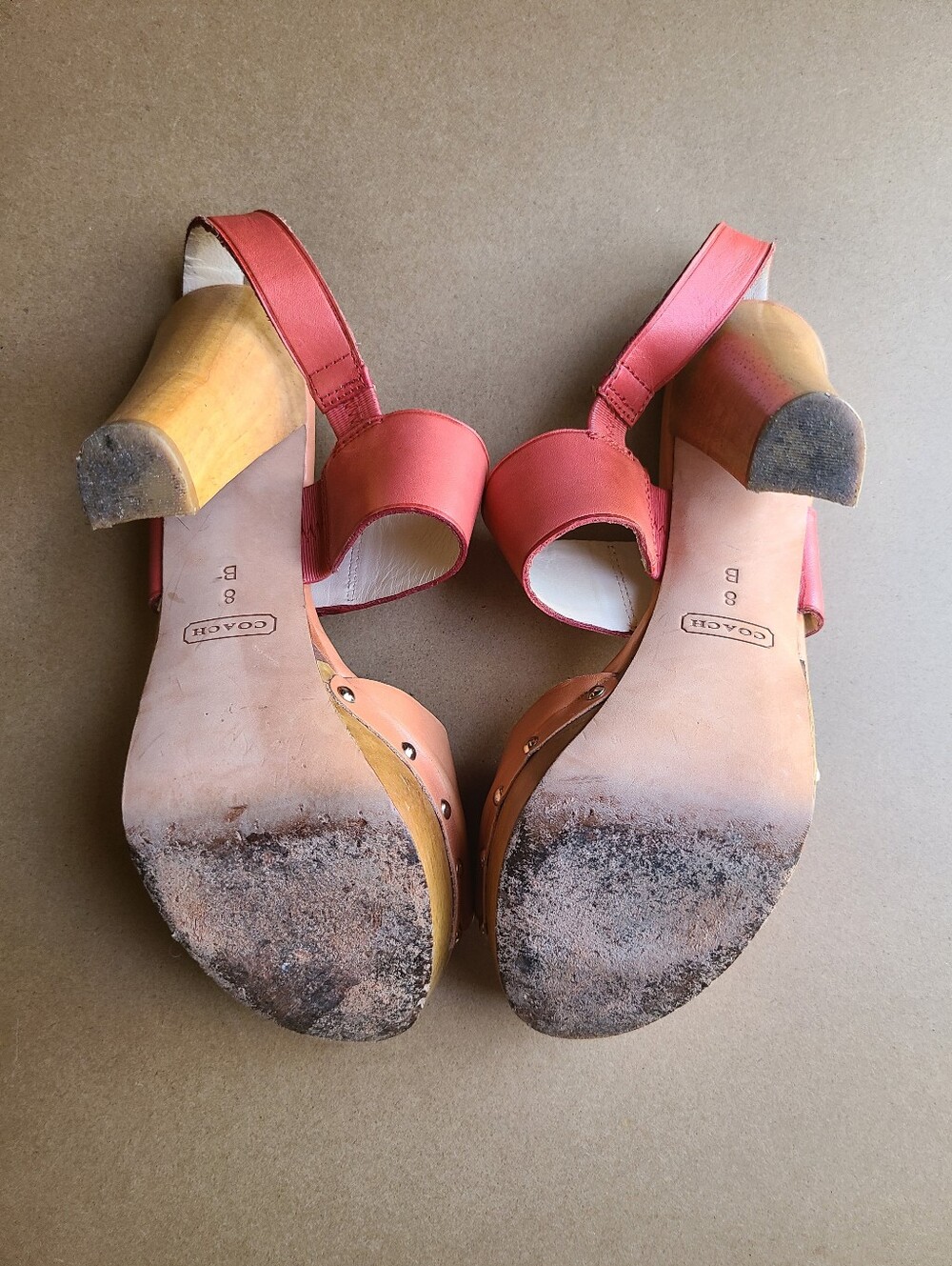 Coach Darcey Vachetta Platform Wood Heel Sandal (Pink/Coral) - Picture 8 of 16